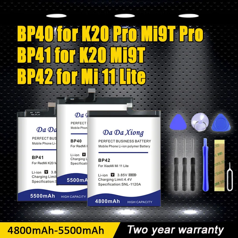 

5500mAh BP40 Battery For Xiaomi Redmi K20 Pro / Mi 9T Pro BP41 For BP42 Mi 11 Lite