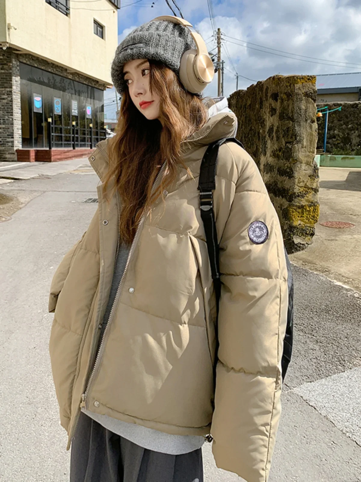 Parkas largas com bolsos para mulheres, streetwear chique, outwear com todos os jogos, outwear quente para meninas doces, estética e Ulzzang, outono e inverno, novidade