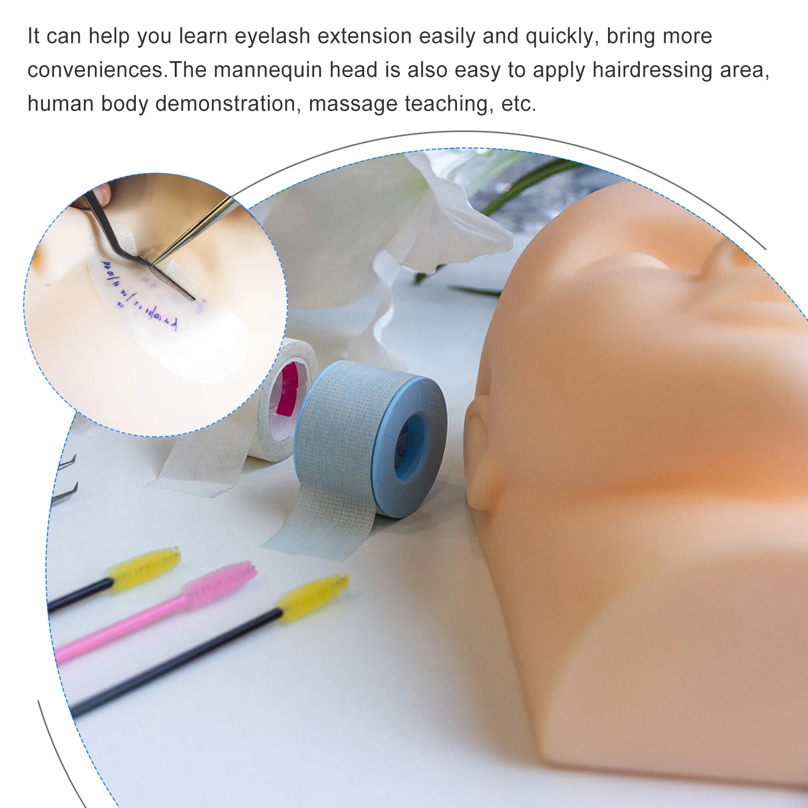 

Eyelash Head Mold Makeup Practice Mannequin Model Extension Silica Gel Training Human Eyes Beginner Skill Hairdressing Teaching