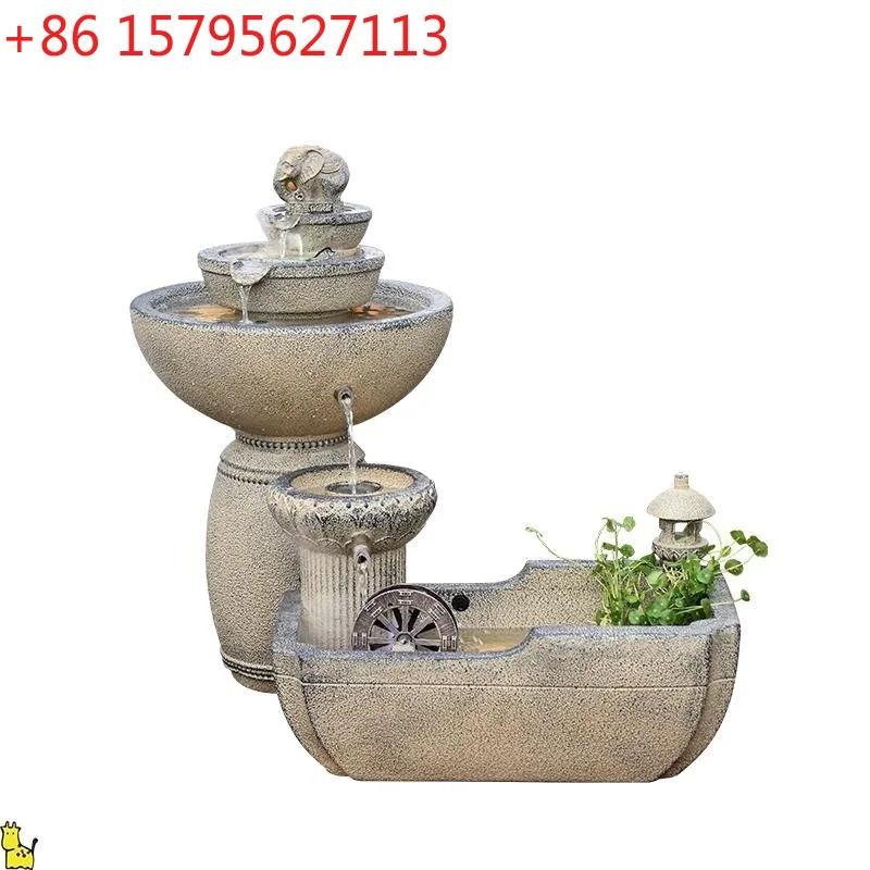 Outdoor fish pond, rockery, landscaping, courtyard, garden layout, flowing water ornaments, balcony landscape