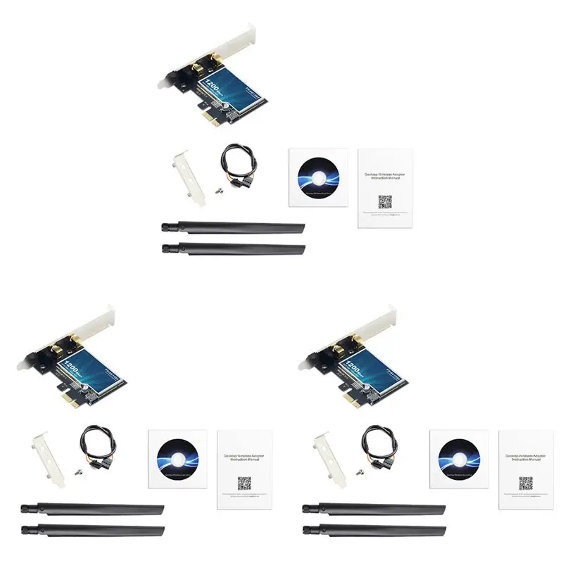 QWE-3X 1200M Wifi5 Wireless Network Card 4.2 Bluetooth 2.4G+5G Dual Band Desktop Built-In PCI-E WIFI Multi-Function Receiver