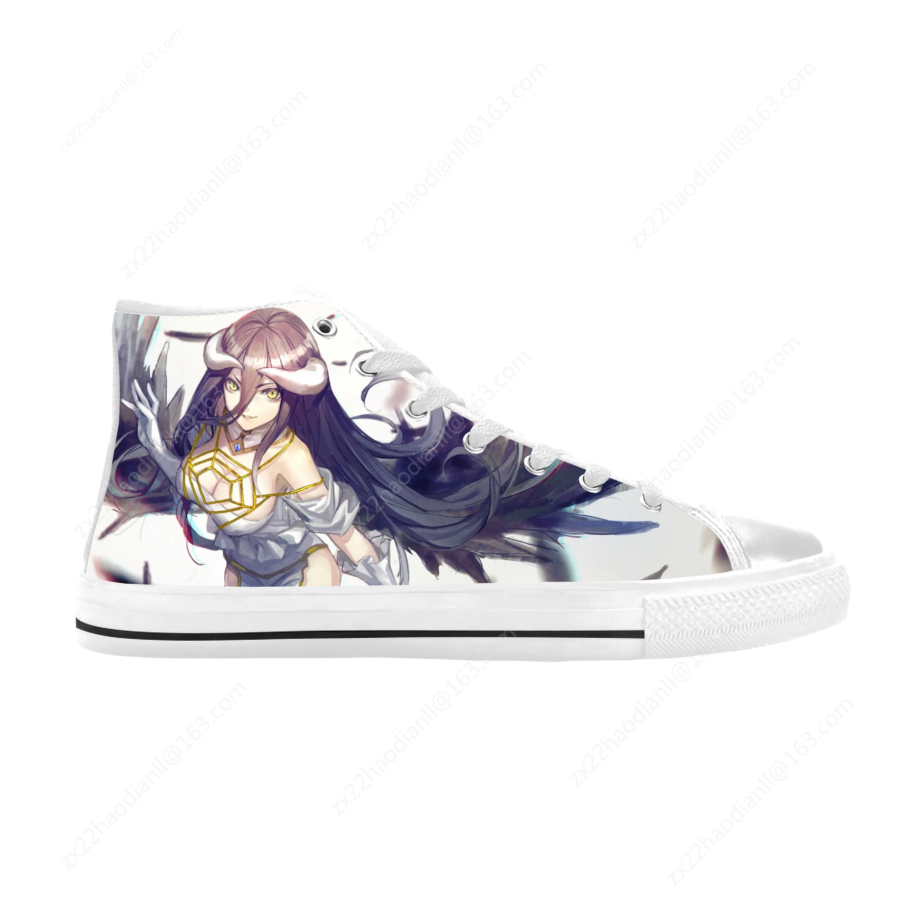 Japanese Anime Manga Cartoon Albedo Overlord Cute Casual Cloth Shoes High Top Comfortable Breathable 3D Print Men Women Sneakers