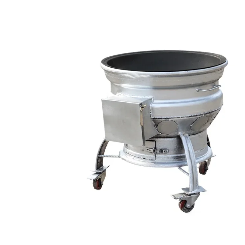 

Firewood stove thickened car wheel hub firewood stove household burning wood, rural outdoor movable steel ring pulley pot