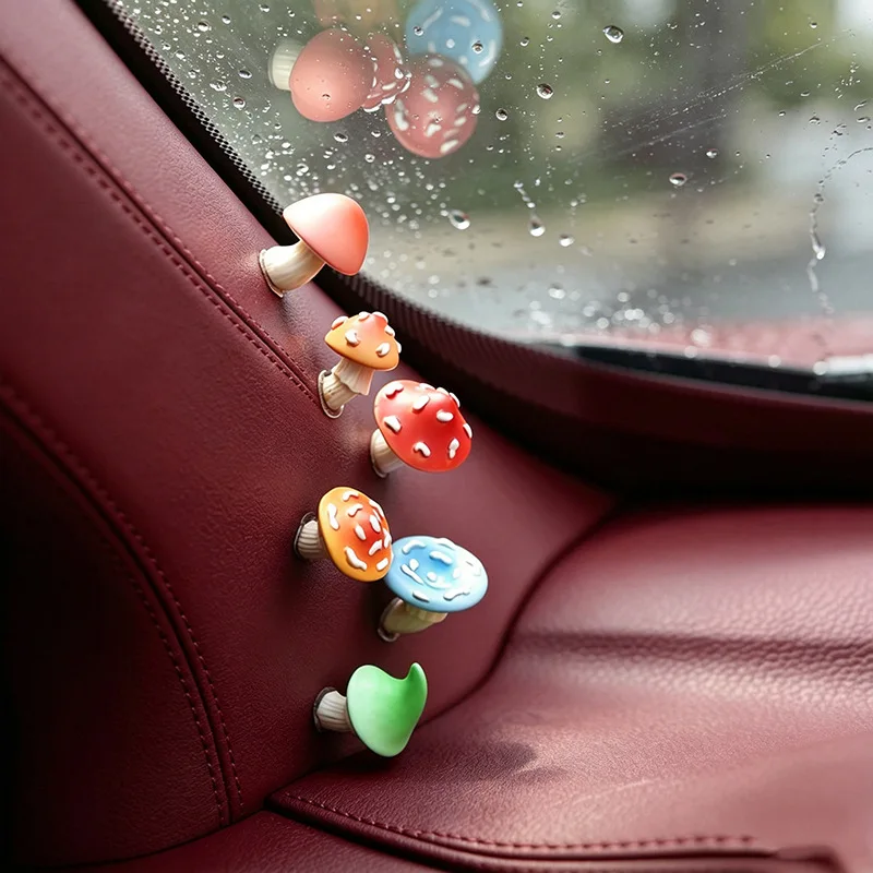Cute Mini Mushroom Car Dashboard Ornament, Adorable Healing Design for Your Ride, Soft Resin Multi-Scene Decor