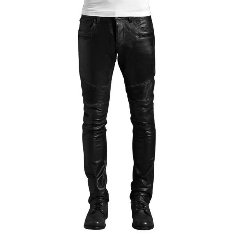 Mens Leather Pant 100% Sheepskin Leather Biker Leather Pants Fashion Trends