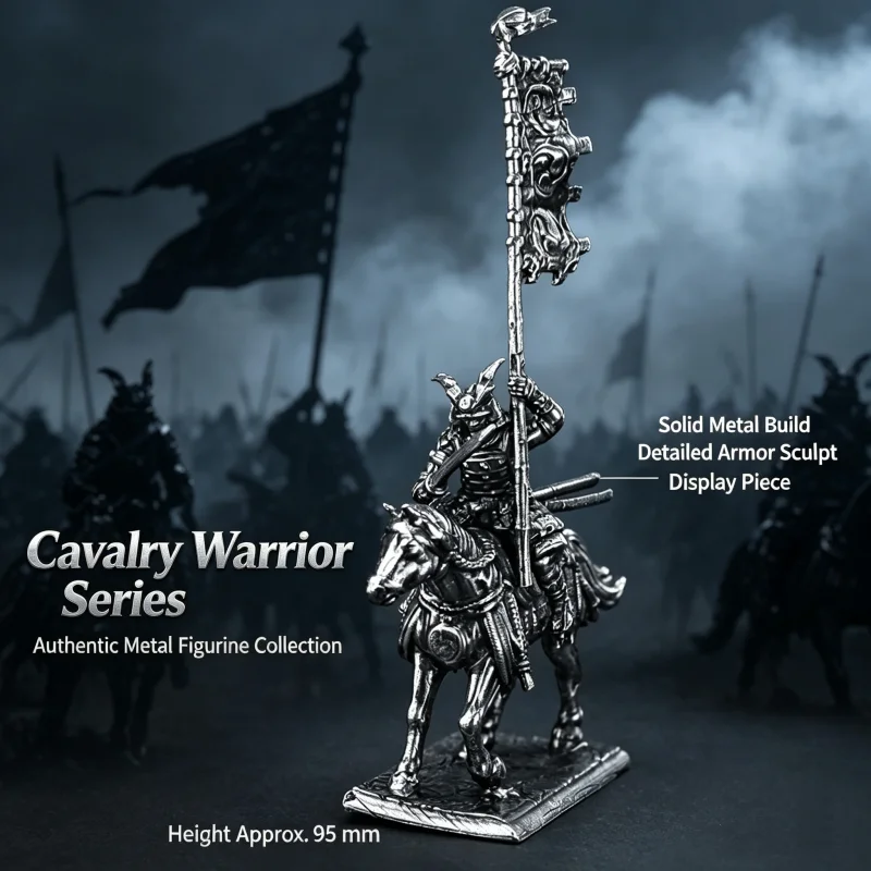 Solid White Copper Japanese Samurai Cavalry Miniature Metal Figurine Wargame Model Historical Desktop Collectible Decor Gift