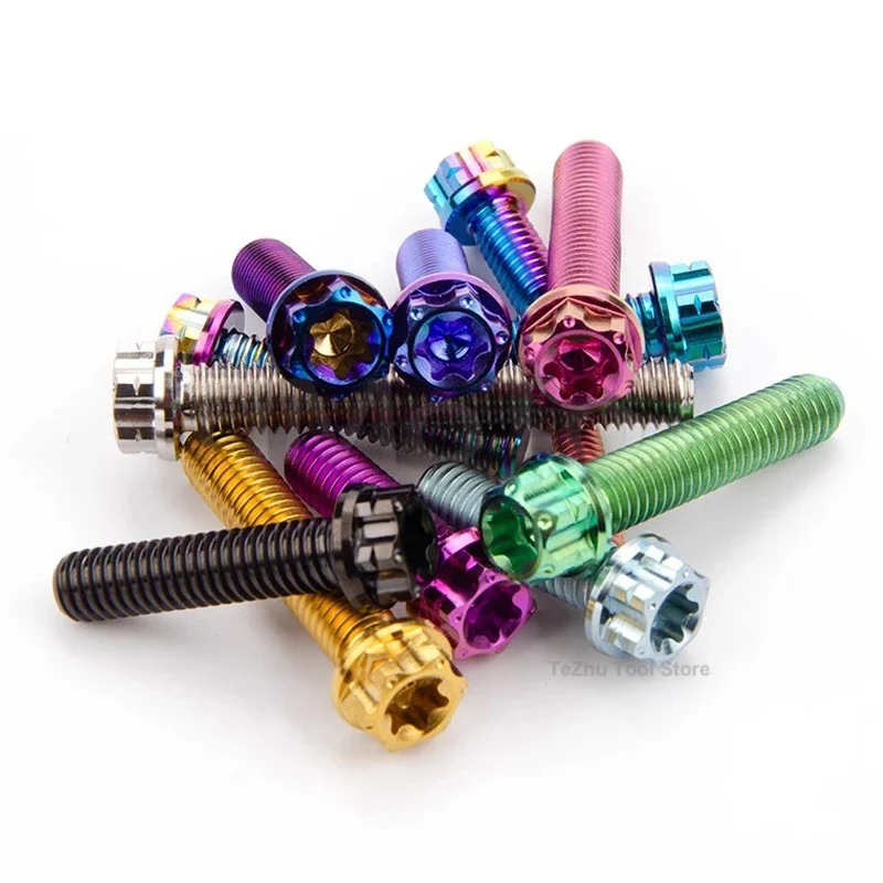 1pc Titanio Ti Bulloni Torx Testa Flangia Vite M6 M8 M10 x 10/15/20/25/30/35/40/45/50/55/60/65/70/75/80/90mm Per Bici Moto