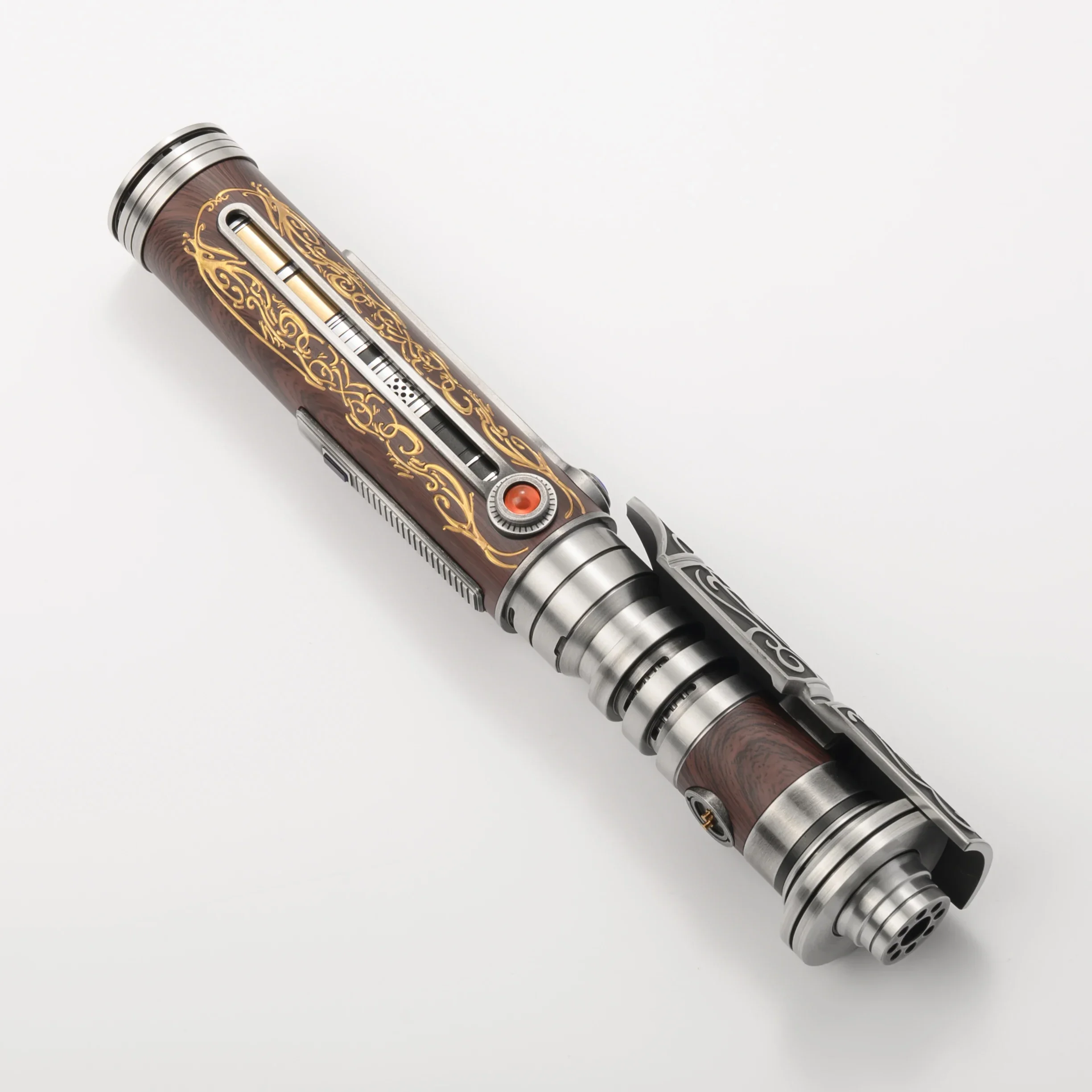 Orgus Din Lightsaber OD Old Republic Wood Grain Carved Lightsaber, Pixel Blade