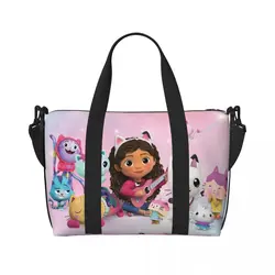 Custom Gabbys Mercat Cats Grocery Shopping Tote Bag Women Big Capacity Cartoon Dollhouse Beach Gym Travel Bags