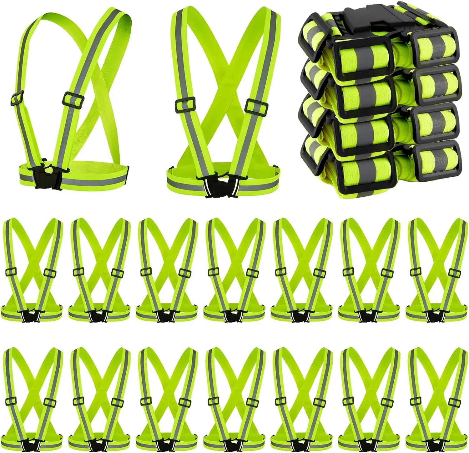 

30 Pcs High Visibility Reflective Safety Vests, Adjustable Straps for Running and Construction - Yellow