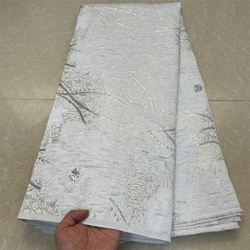 Latest Brocade Jacquard Lace 5 Yards High Quality African Nigerian Tulle Lace Fabric French Organza for Party Gown Dress