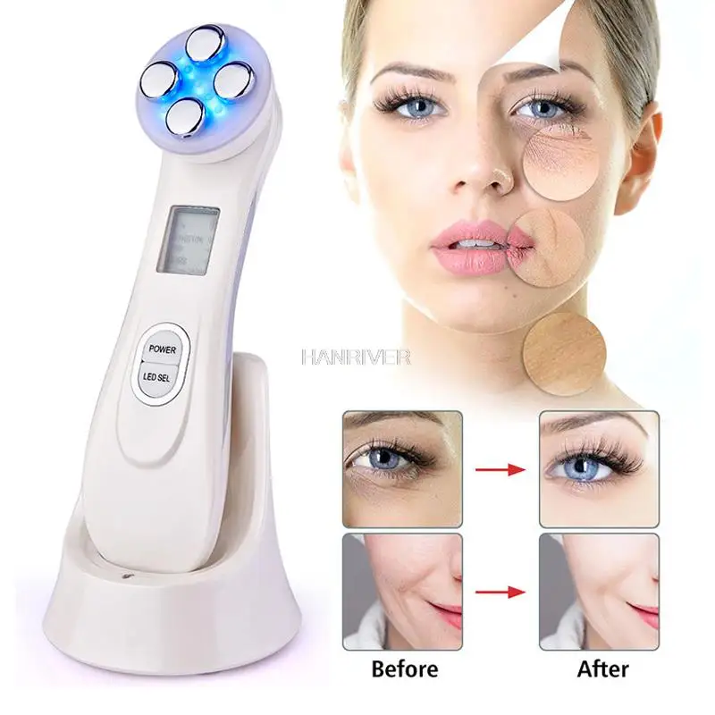 Gezicht Huid EMS Mesotherapie Elektroporatie RF Facial LED Foton Huidverzorging Apparaat Gezicht Lifting Draai Beauty Tool