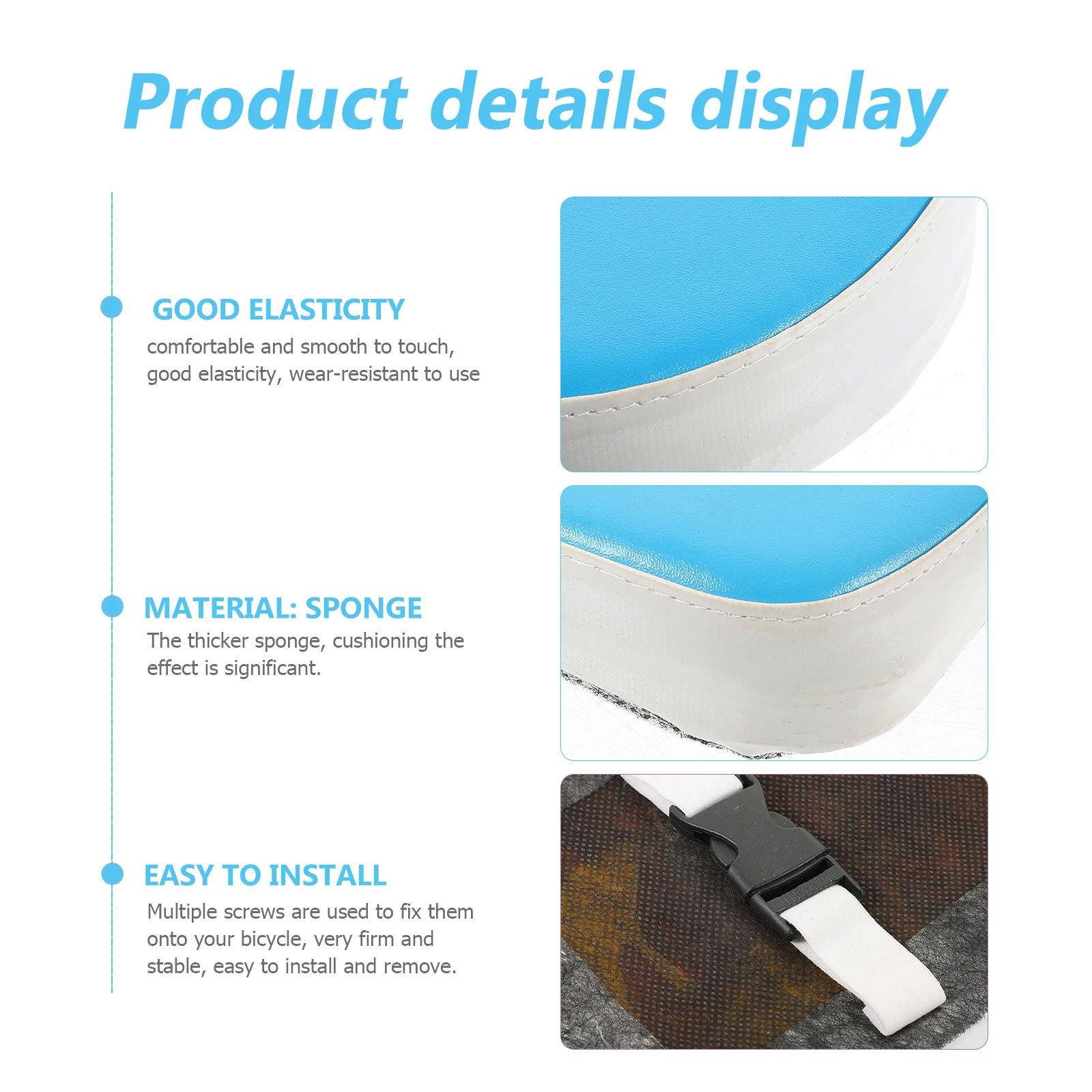 

Rear Seat Bike Saddle Cycling Cushion Durable Comfortable Non Slip Thick Sponge Easy Install Hybrid Mountain Road Bikes Rack