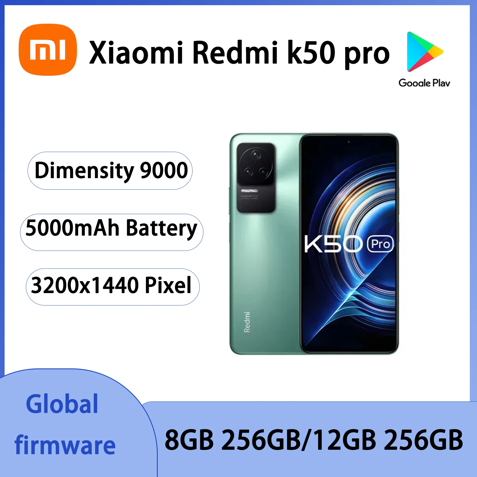Xiaomi Redmi K50 Pro 5G Google Store 120W Fast Charging 2K OLED 108MP OIS Camera MTK Dimensity 9000 used phone no charger