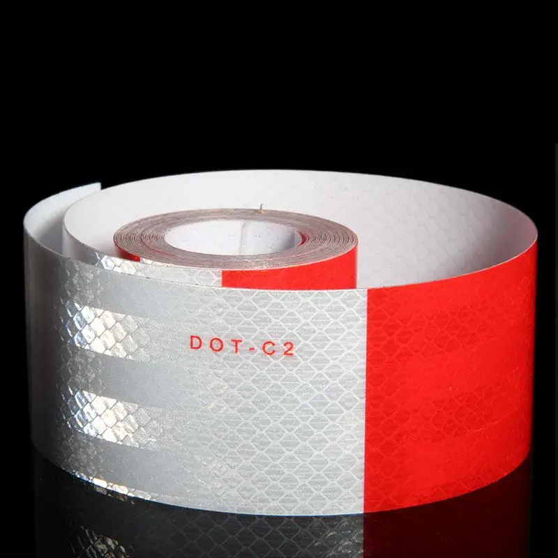 2'' DOT White Red Prismatic Self-Adhesive Reflective Sticker Warning Strip Car-styling Decal Corrosion Resistance Reflector Tape