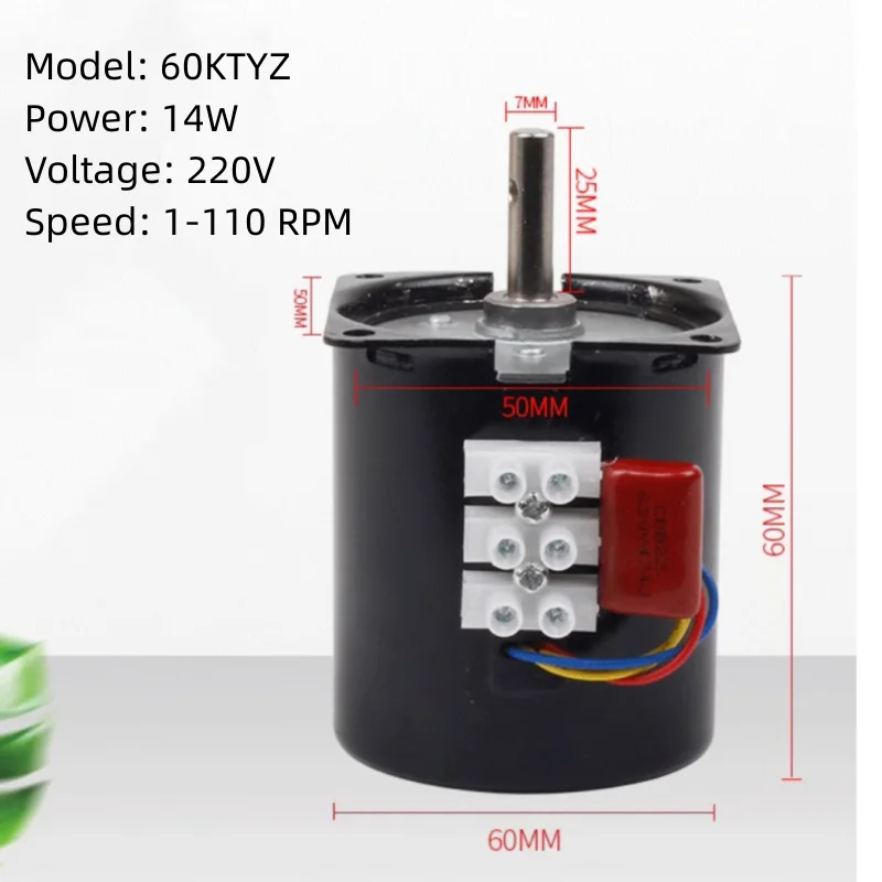 

Micro Motor 60KTYZ Permanent Magnet Synchronous Motor 220V 14W Reducer Motor/multi-speed Optional 2.5RPM 5RPM 10RPM 20RPM 30RPM