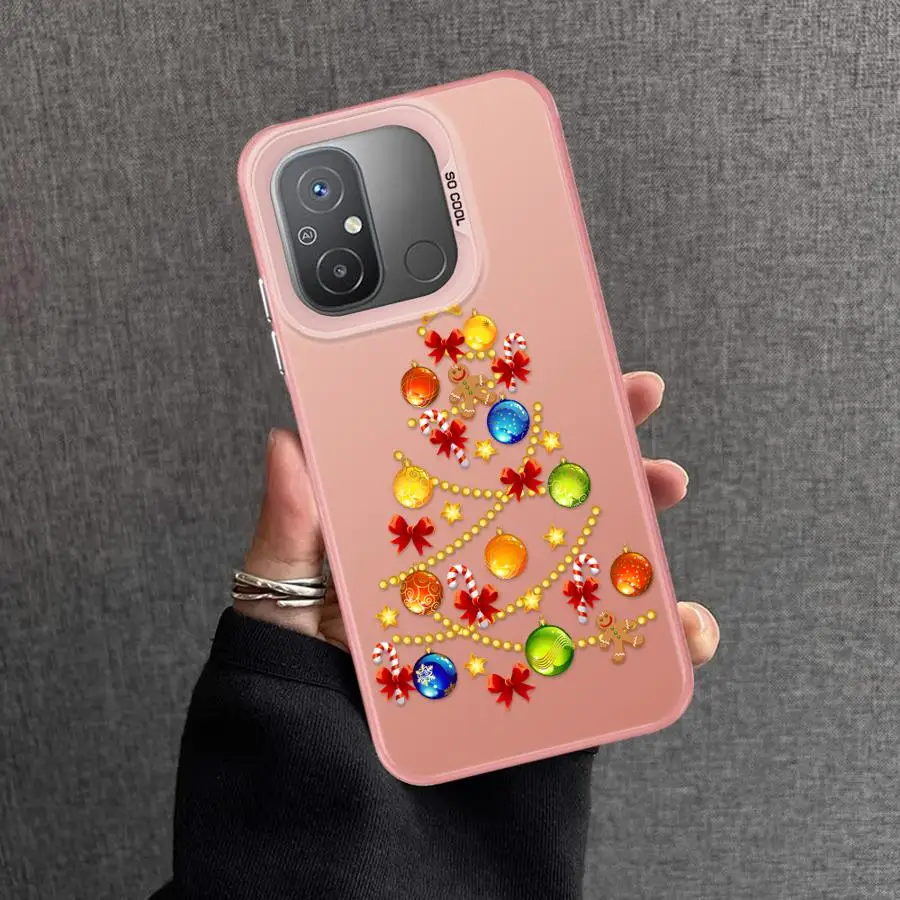 Capa de telefone colorida árvore de Natal para Xiaomi Poco C51 X3 NFC X3 Pro C61 C50 Shell