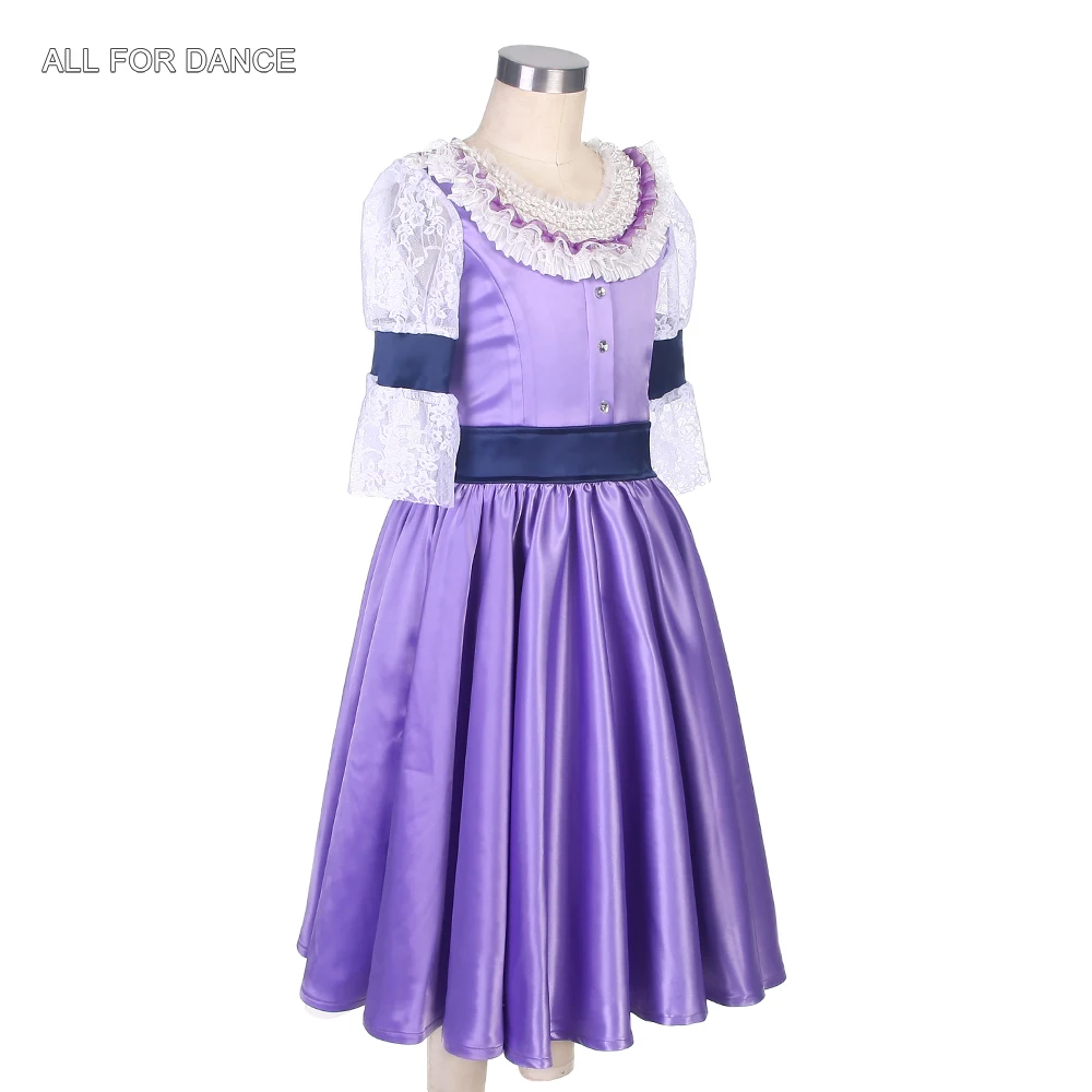 22120 mitte Ärmel Ballett Dance Performance Kostüm Lila/Rosa Satin Kleid für Kinder und Erwachsene Mädchen Ballett Tanzen Kleider