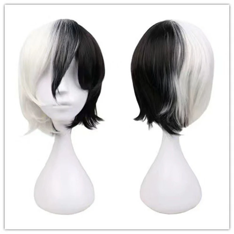 

Cosplay Character Black and White Wig Anime Black and White Bear Personification Role Short Hair Blackjack Fluffy Wig Cover