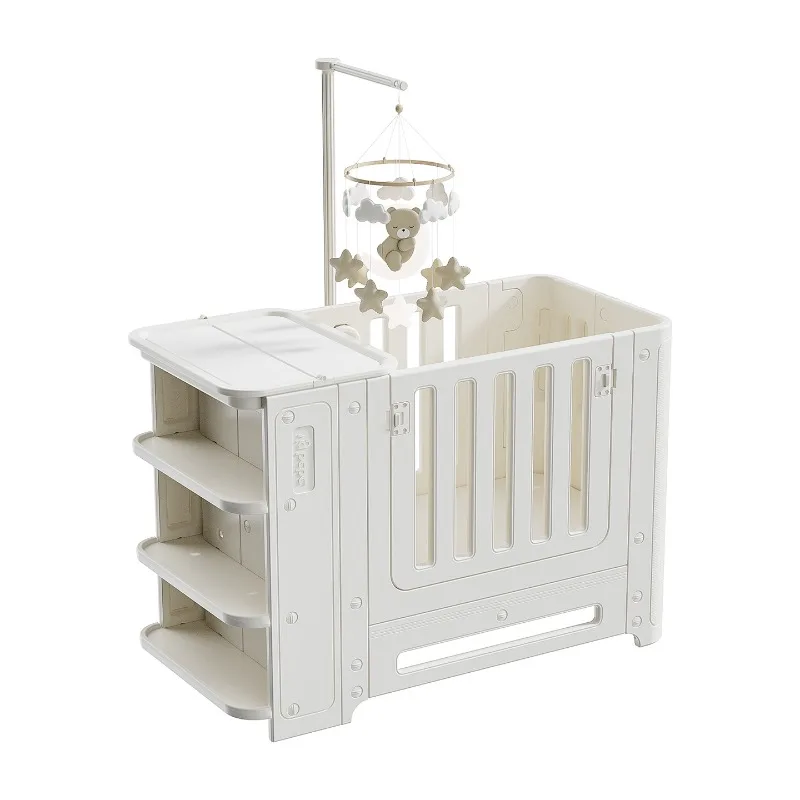Crib Baby Multifunctional Diaper Table Storage Rack Adjustable Splicing Bed Newborn Care Table Bed