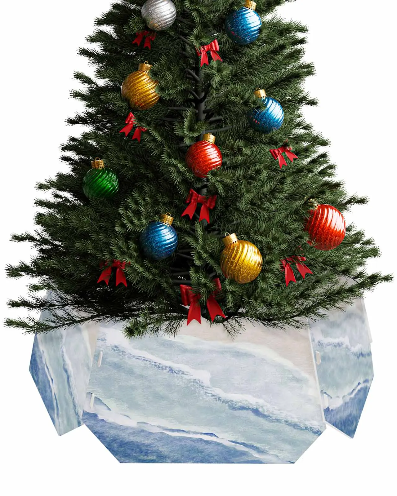 Wave Beach Gradient bule Christmas Tree Creative Printed stereoscopic Tree Bottom Decoration Festival Party Tree Skirt