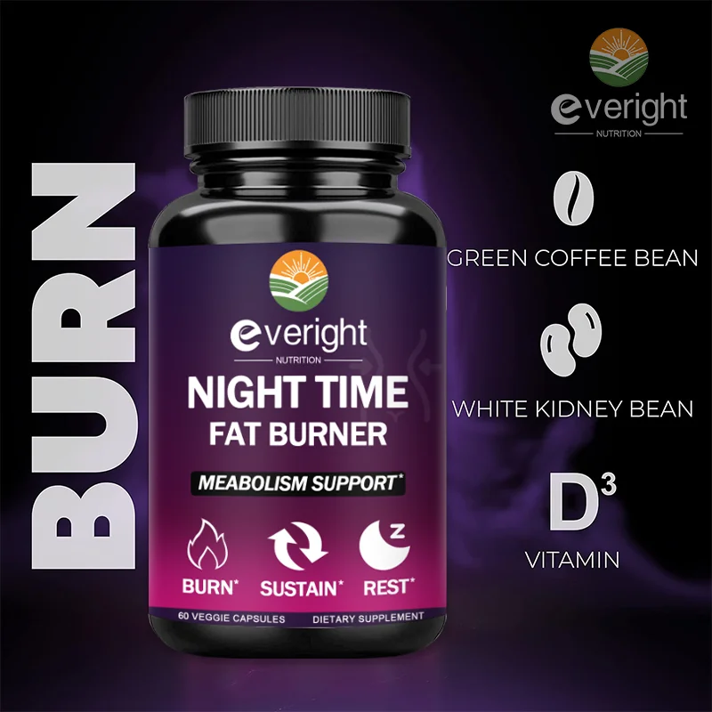 Night Time Fat Burner - Helps with metabolism, sleep quality, weight management and appetite control for Men and Women