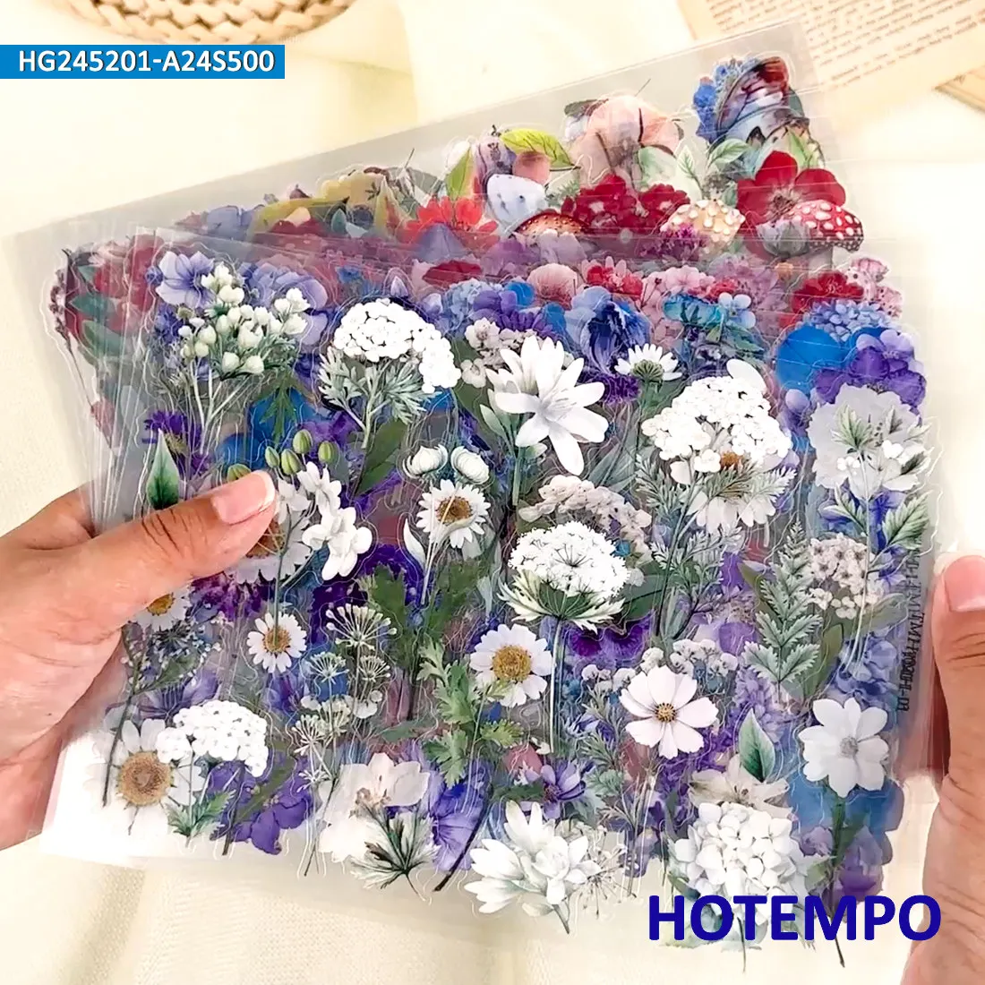 Pacote de adesivos de flores de plantas, Estilo transparente PET, Planejamento de Diário de Viagem Scrapbook, para a decoração criativa de DIY, Adesivos engraçados