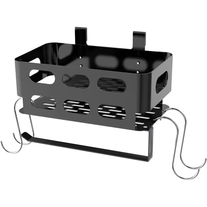 

AU13-Storage Bin With 4 Hooks And Paper Towel Holder For Traeger Grills, Grill Accessories For Traeger Pro 22/34 Grill