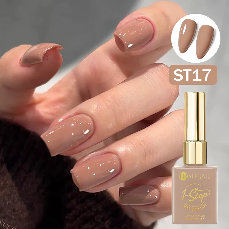 

UR SUGAR 15ML 1-Step Gel Polish Easy Manicure Starter 1 Bottle Nail Art No Need Base Top Coat Semi Permanent UV Gel Soak Off Var