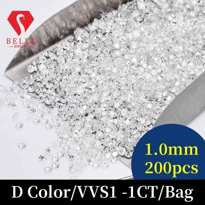 BELLE Todos os Tamanhos Brilhante Rodada Corte Melee D Cor Super Branco Moissanite VVS1 GRA Certificado Contas de Diamante Fabricação de Jóias