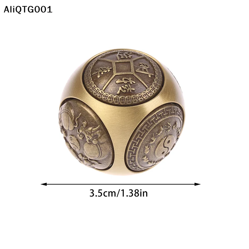 六面真鍮製フィジェットスピナーキューブ - 四福幸運金デザイン ストレス解消ボール フィジェットトイ クラフト用