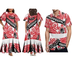 All-New Features Women'S Short-Sleeved Dresses For Dinner Elegant Maxi Dresses Matching Polynesian Island Designed Men'S Shirts