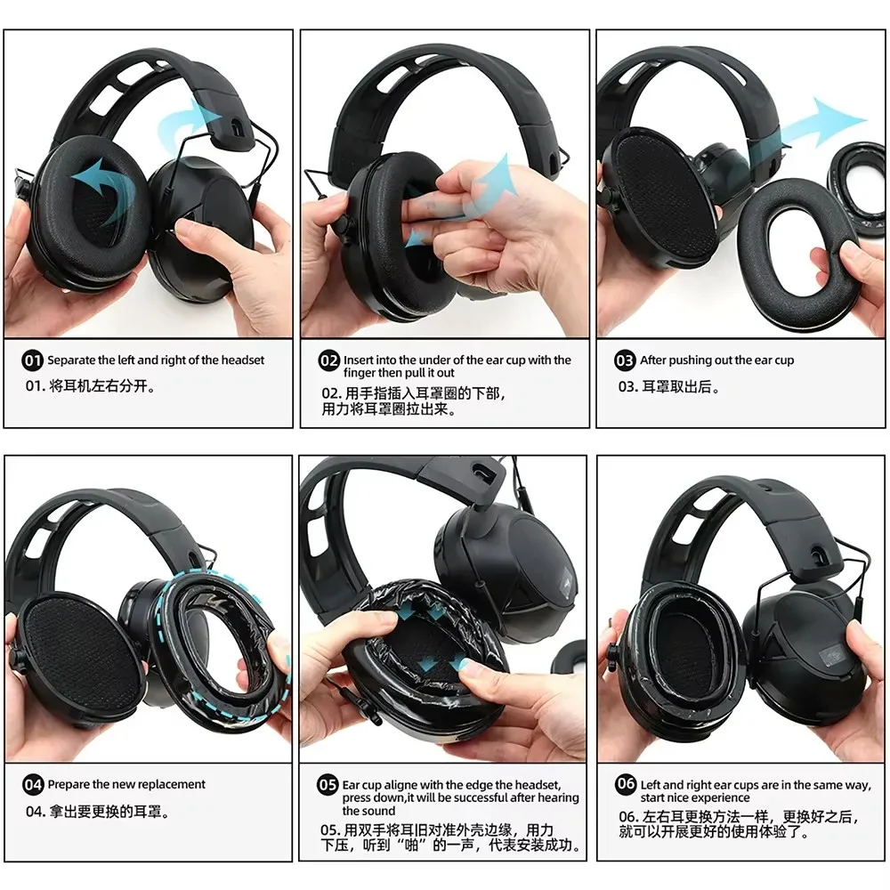 Tactical Headset Earmuffs Gel Ear Pad for 3M Peltor Sport Tactical Hearing Protection Headset Hunting Shooting Headset image 5