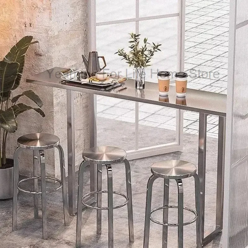 

Metal Stainless Steel Craft Bar Stool High Stool Cafe Negotiation Chair Outdoor Bar Stools Swivel Stool Island High Stools
