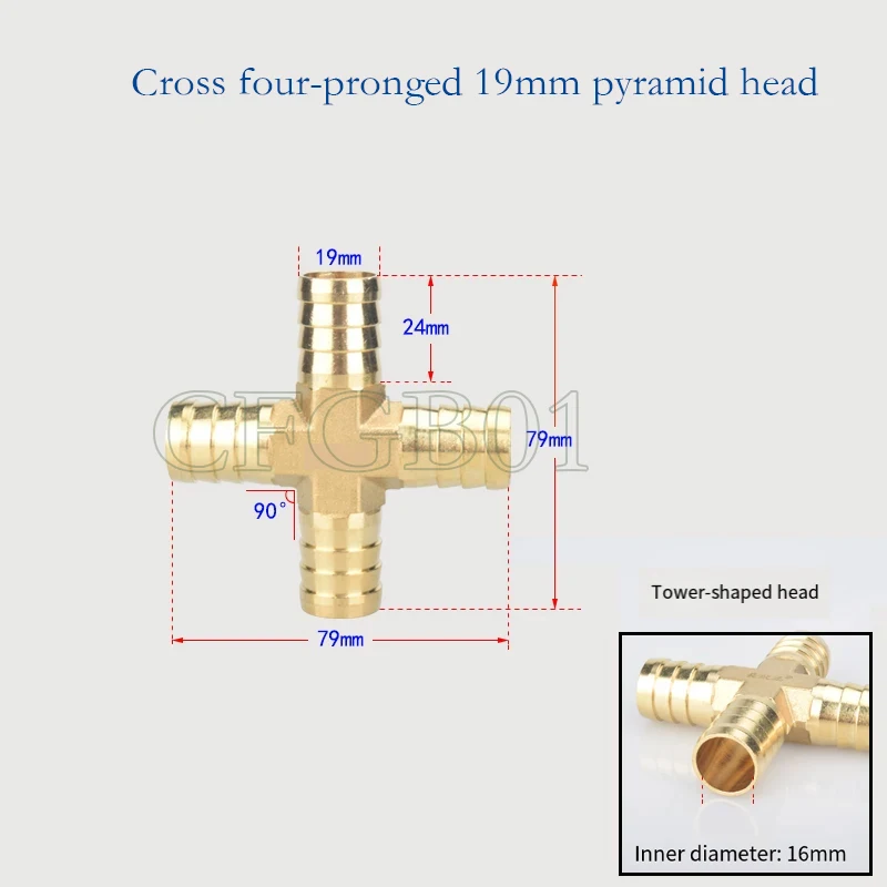 PLF Pagoda Connector Hose Barb Connector Hose Tail 6 8 10 12 14 16mm Thread 1/8 1/4 3/8 1/2 BSP Brass Pipe Fitting