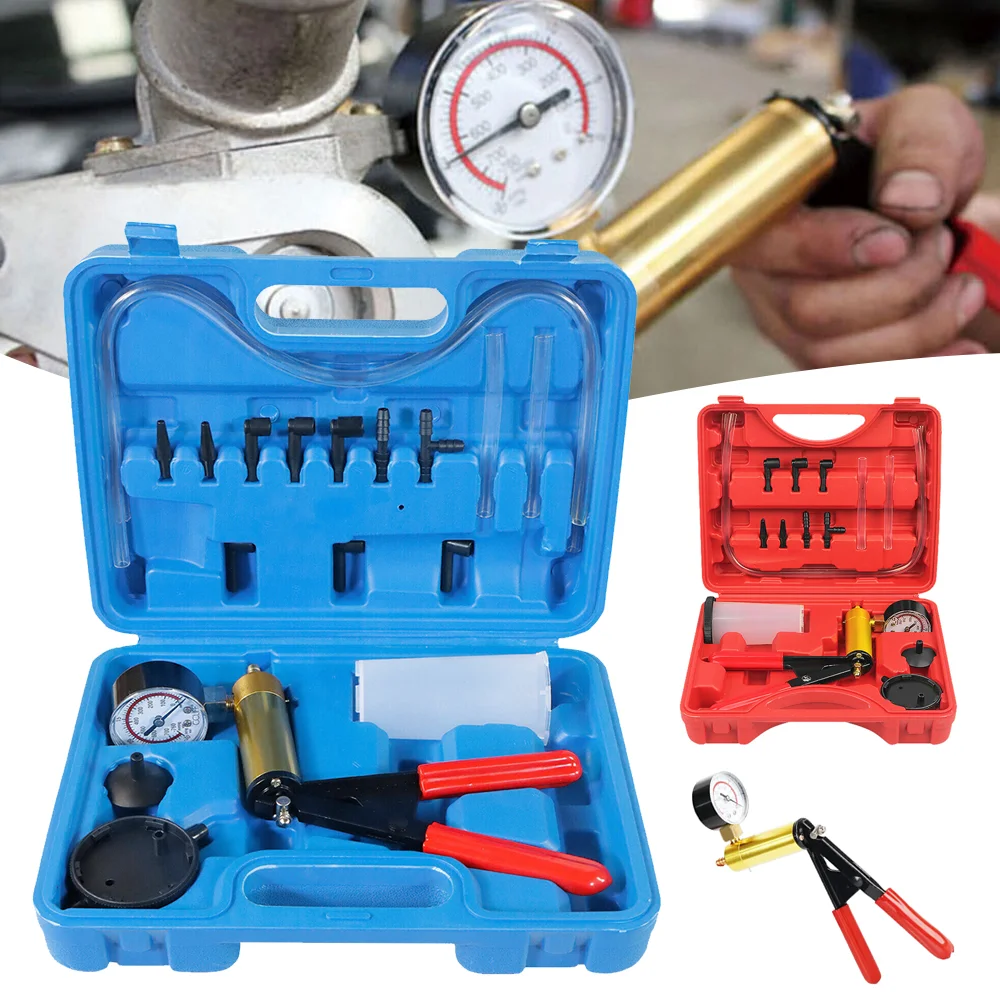 Automotive Hand Vacuum Pump Hand Held Brake Bleeder Tester Set Brake Bleeder Screw Adapter Vacuum Pump Organize  Car Self Kit