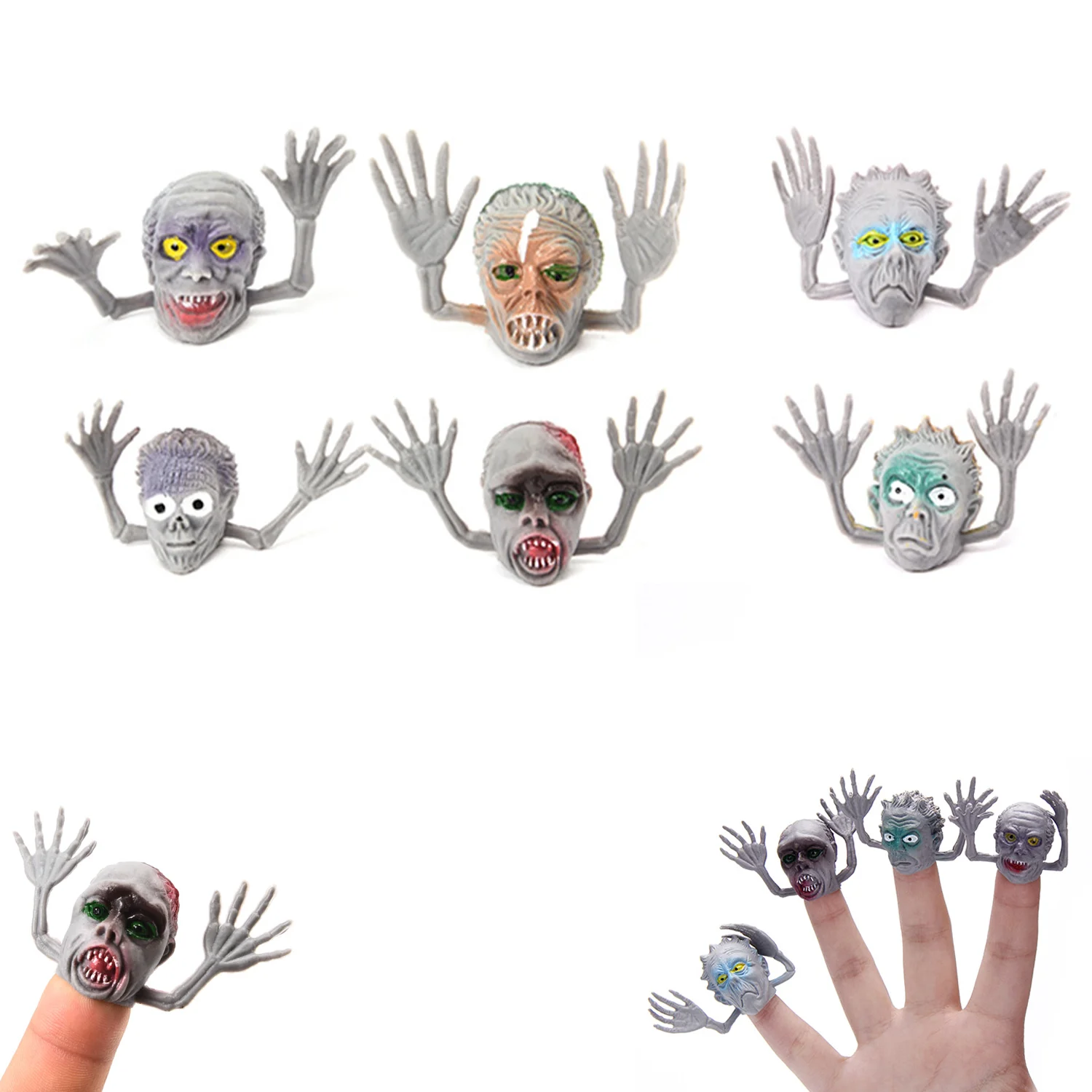 

6 Halloween ghost finger covers, trick party mini toys, fashionable and funny entertainment interactive toys.