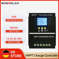 ECGSOLAX 60A MPPT Solar Charge Controller 12V 24V 36V 48V Max PV 90V Solar PV Battery Charge Regulator Controller With Dual USB