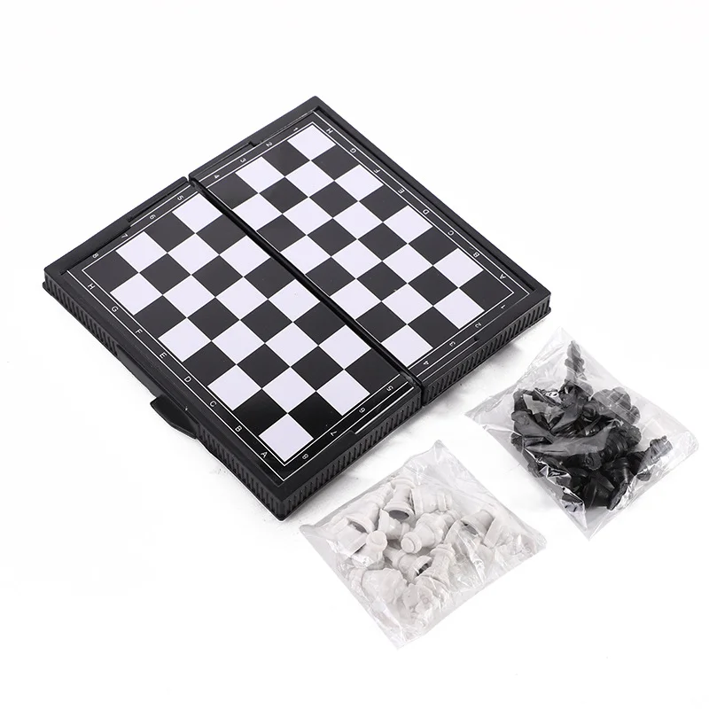 New 1set Mini International Chess Folding Magnetic Plastic Chessboard Board Game Portable Kid Toy Portable