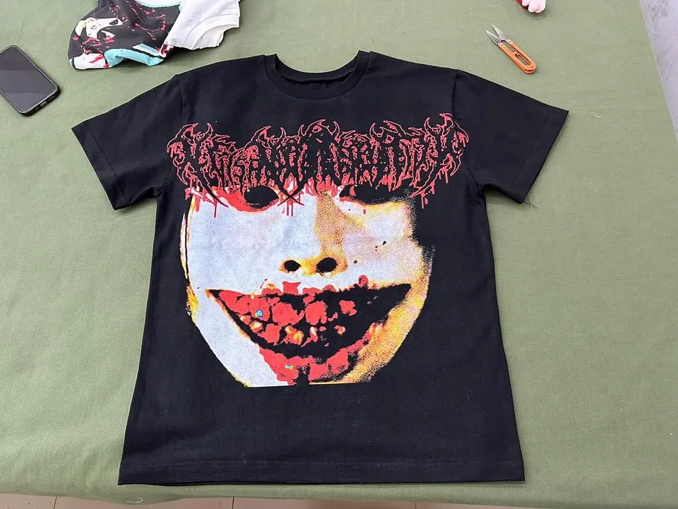 Camiseta con estampado de dibujos animados para parejas, camisa de manga corta, estilo clásico, Harajuku, Hip Hop, moda gótica, Y2K