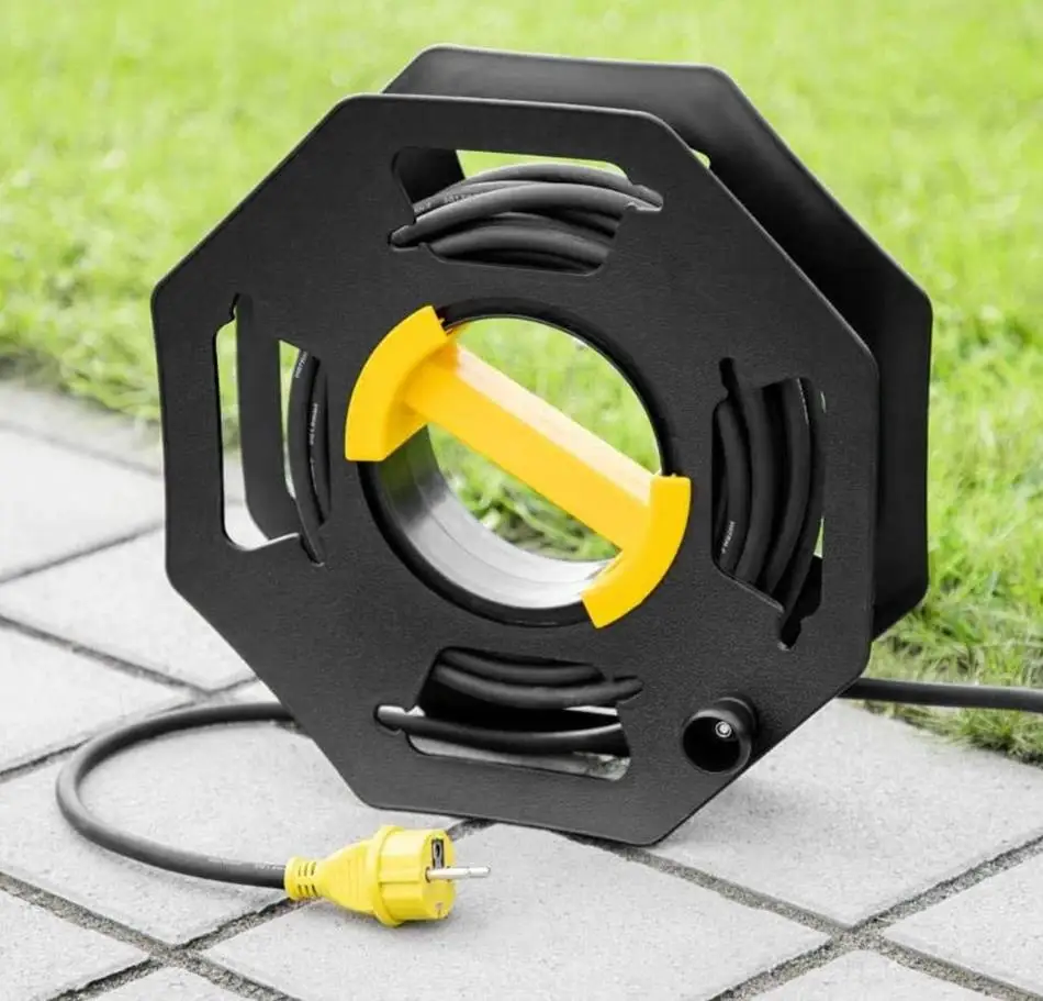 1pc Outdoor Cable Tidy Reel RV 25M Storage Reel Wire Extension Tidy Frame Roll Up Stand For Caravan Yacht RV Cable Storage
