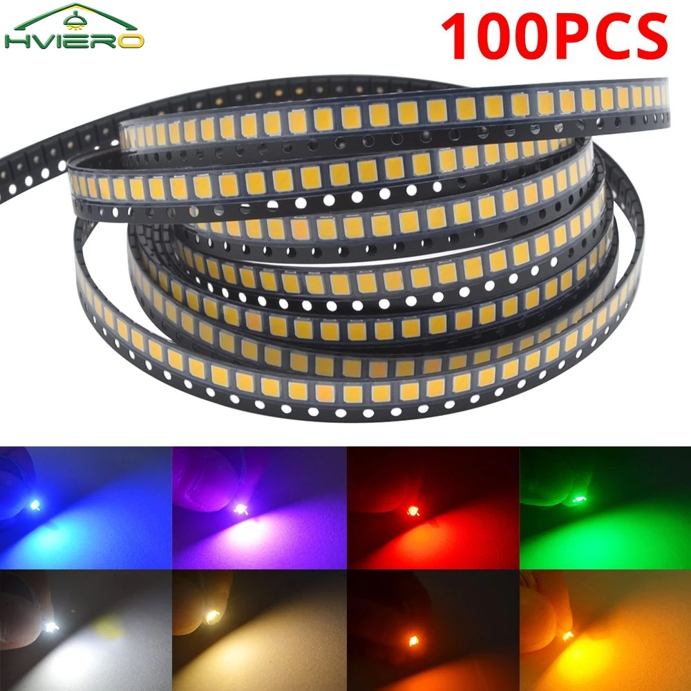 100PCS SMT SMD 2835 LED Lamp Bead 20-25lm White Red Blue Green Yellow Beads Led Chip DC 1.8-3.6V Lights Emitting Diodes Lighting
