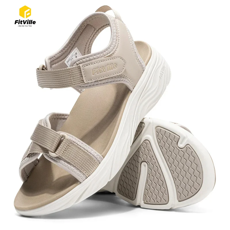 FitVille Women'S Wide Summer Sandals With Arch Support Lightweight Bohemian Casual Beach Wedge Sandals With Adjustable Strap