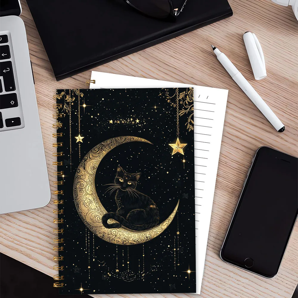 Mondlicht-Katzen-Notizbuch, Tagebuch, Blanko-Linienblätter, Ideales Geschenk zum Notieren, Inspirierend für Männer und Frauen, Perfekt für Studenten