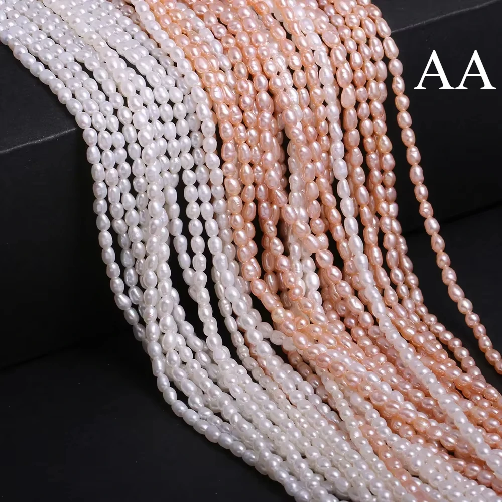 

AA Natural Freshwater Pearl Beaded High Quality Rice Shape Punch Loose Beads for Make Jewelry DIY Bracelet Necklace Accessories