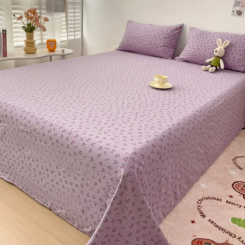 1 pc Cherry Bed Sheet for Spring High Quality Soft Fabric Sheets Flowers Flat Bed Sheet for Girls Kids Bedding (No Pillowcase)