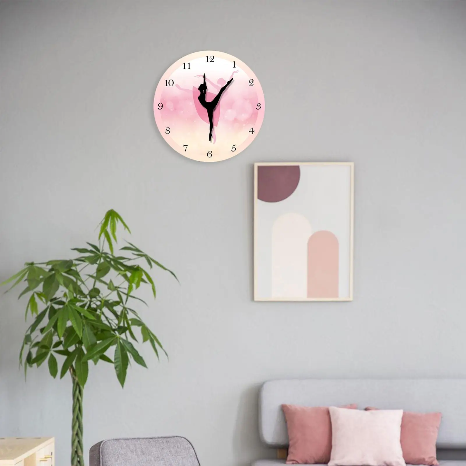 12inch Ballet Girl Wall Clock Decoration Silent Non Ticking Accurate Movement Battery Operated Durable
