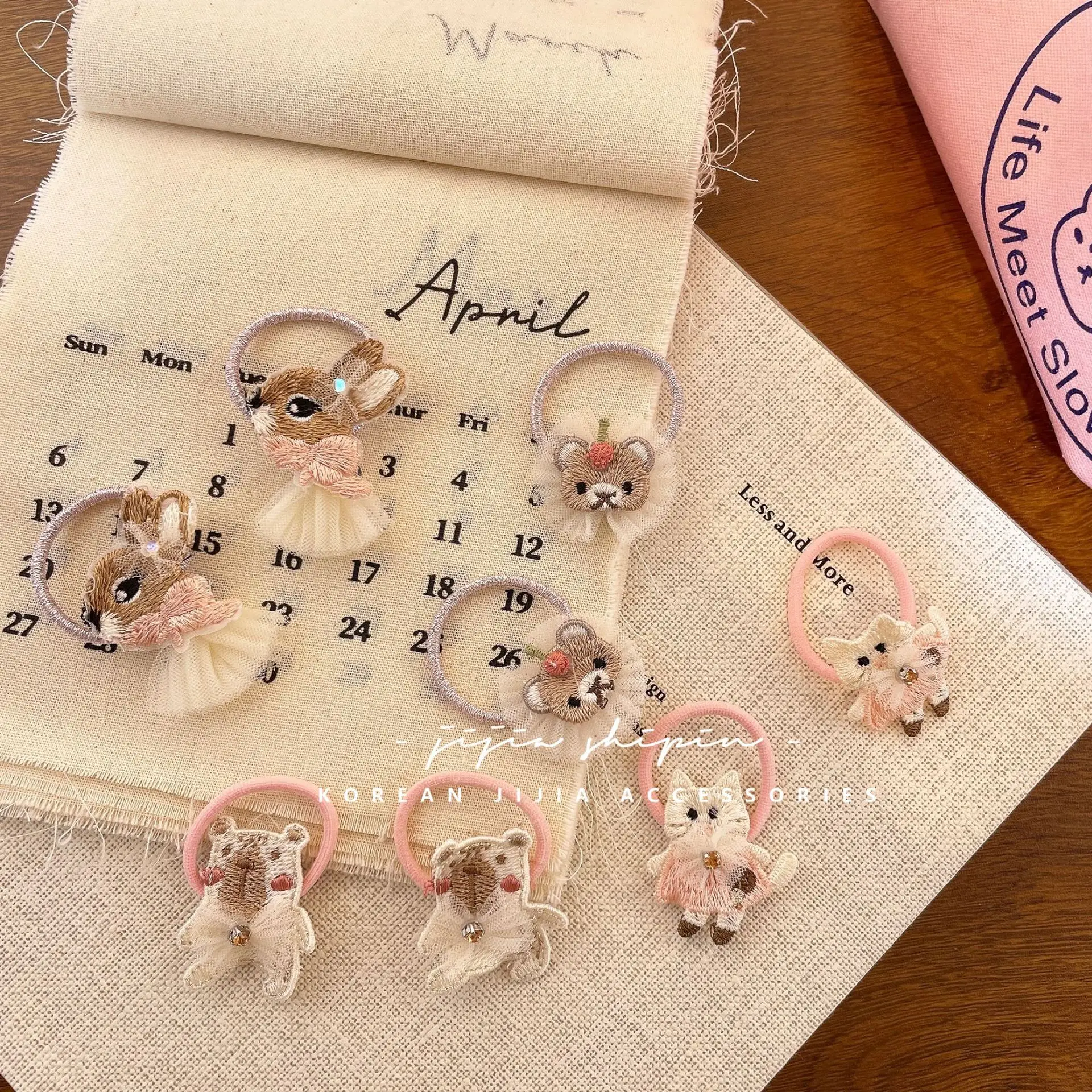 Hair Clips Hair Ties Baby Embroidered Bunny Patch High Stretch Hair Friendly Headwear Cute Daily School Party Travel Light