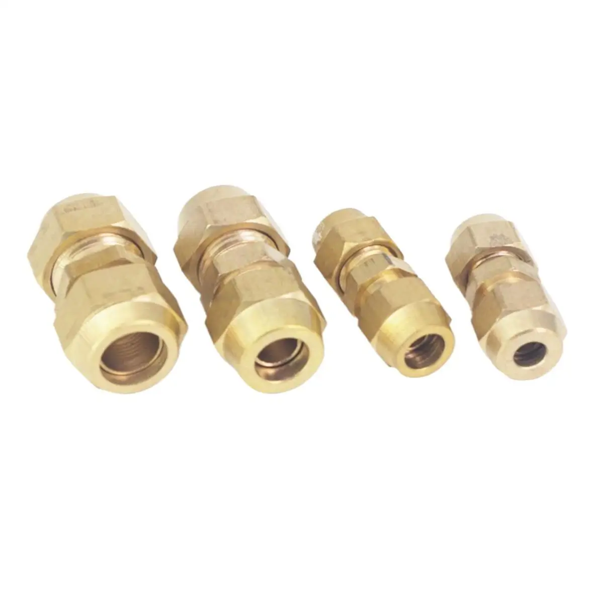 Flare Tube O.D 6/8/10/12/14/16/19/22mm Equal Brass Connector Fitting With Nuts Refrigeration