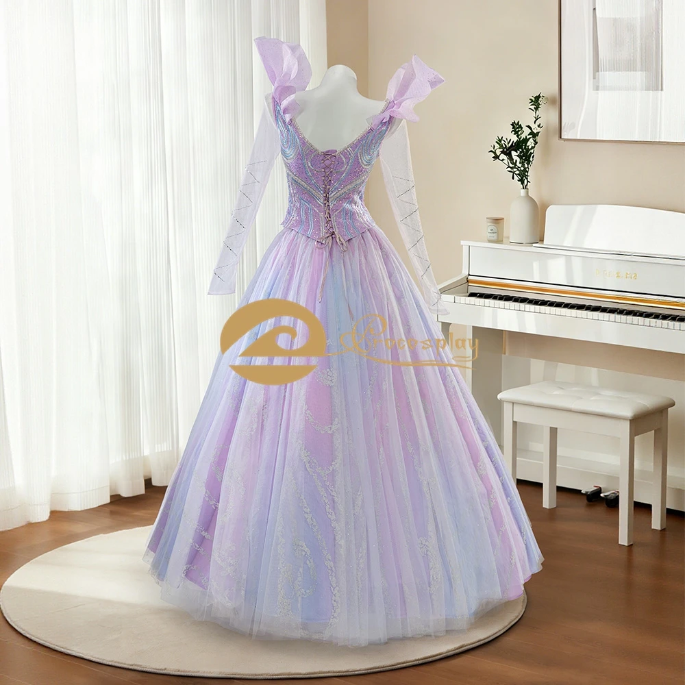 Costume de Cosplay Glinda, broderie violette et bleue, tenue améliorée, haut et jupe pour femmes, jeu de rôle